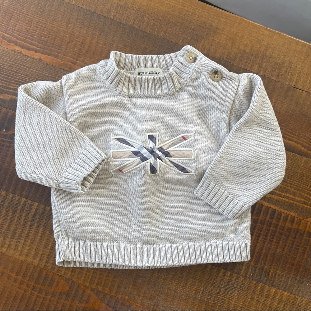 Burberry Gray Knit Sweater for Kids